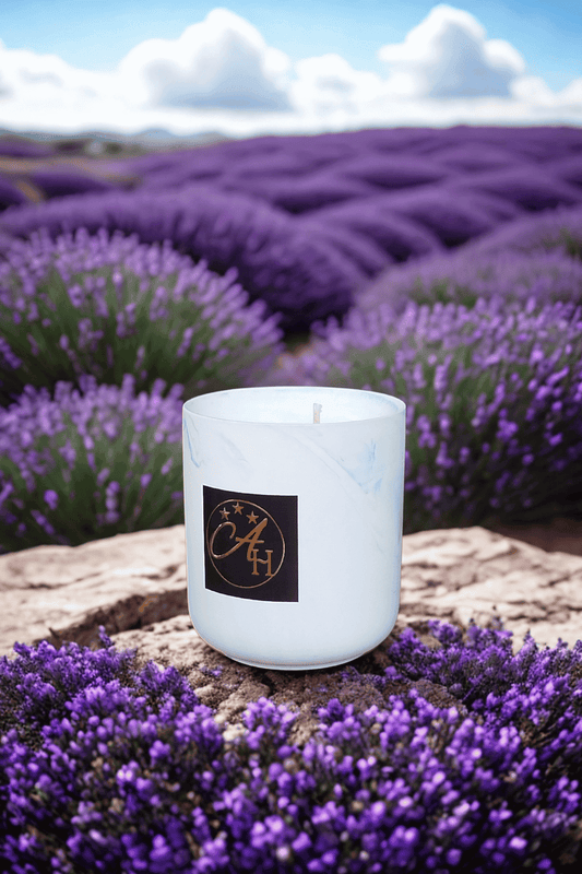 Bougie Prestige ambiance Eté - pot en marbre 300ml au design épuré