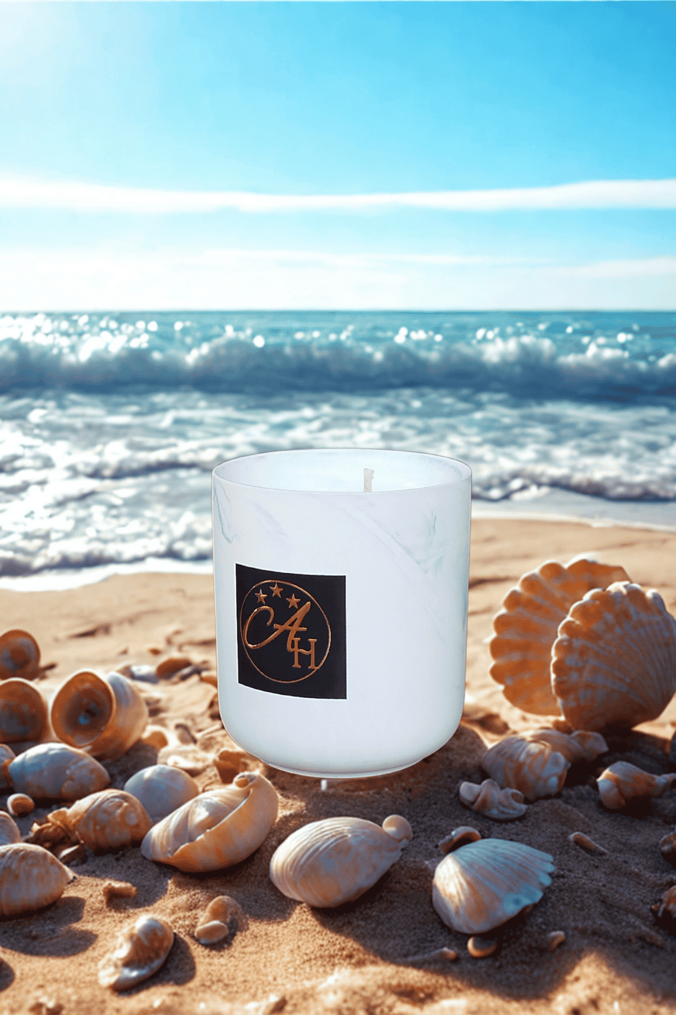 Bougie Prestige ambiance Marine - pot en marbre 300ml au design épuré