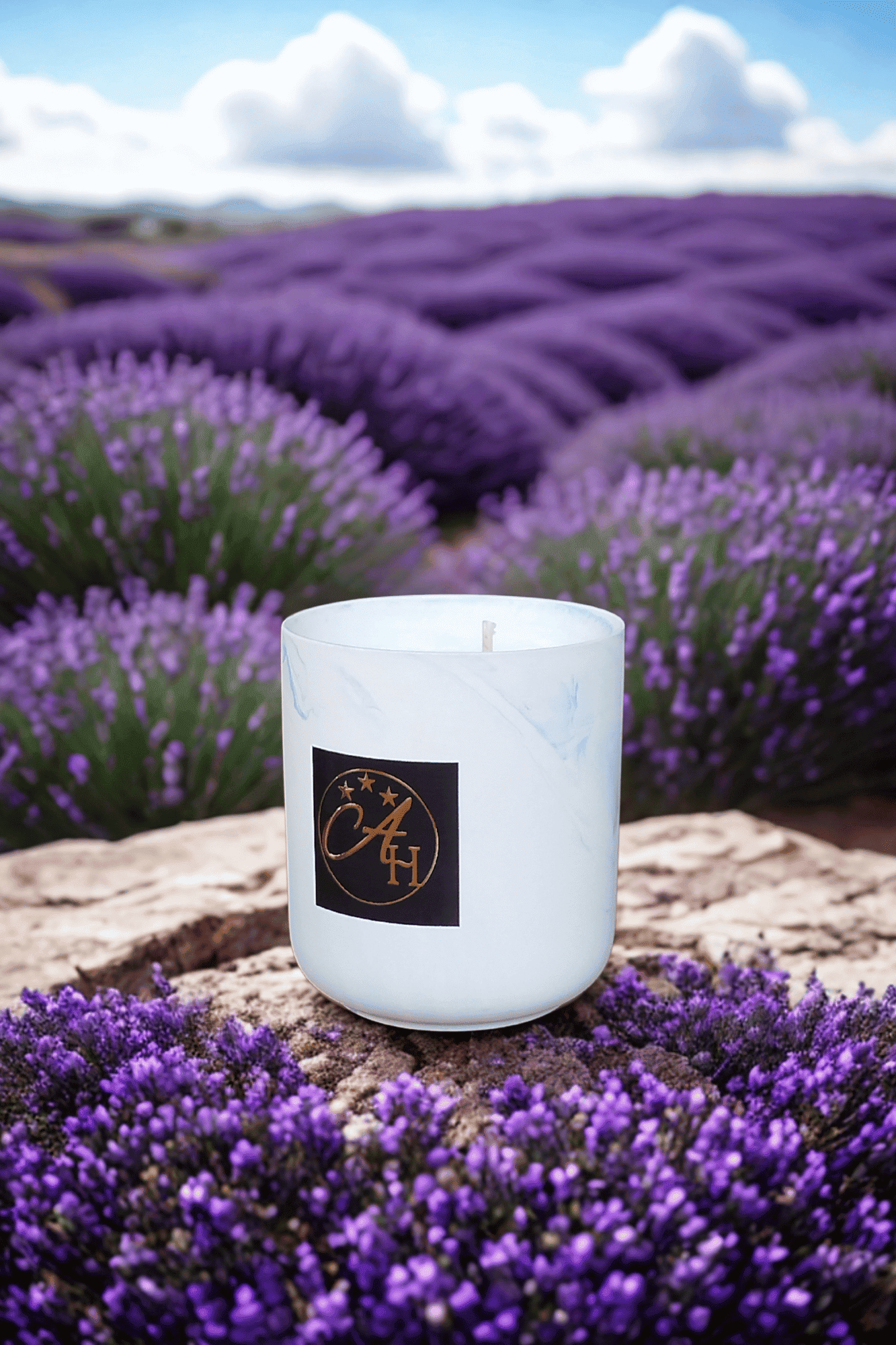 Bougie Prestige ambiance Eté - pot en marbre 300ml au design épuré
